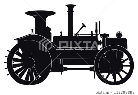 Steampunk Tractor Silhouette, Tractors Vector Silhouette,Tractor Silhouettes Modern and Antique, 112299895