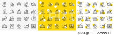 Outline Petrol station, Car charging and Search package line icons pack for web with Send box, Fuel price, Inspect line icon. Open box, Power info, Square meter pictogram icon. Vector Outline Petrol station, Car charging and Search package line icons pack for web with Send box, Fuel price, Inspect line icon. Open box, Power info, Square meter pictogram icon. Vector 112299941