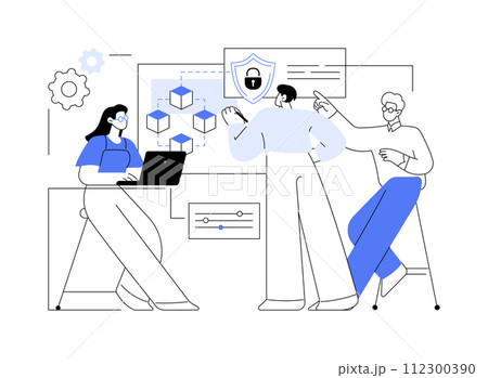 Blockchain cybersecurity isolated cartoon vector illustrations. Blockchain cybersecurity isolated cartoon vector illustrations. 112300390