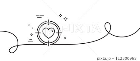 Heart in Target aim line icon. Continuous one...のイラスト素材 [112300965] - PIXTA