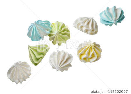 Meringues fly close-up on a white background. Isolated Meringues fly close-up on a white background. Isolated 112302097