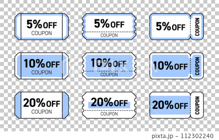 5%、10%、20%割引のクーポンチケット 112302240