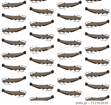 Vector seamless pattern of hand drawn catfish fish 112302638