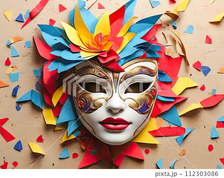Carnival mask. Bright festive attire. Carnival mask. Bright festive attire. 112303086