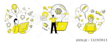 Logica vector illustration. Intellectual thinking and knowledge are dynamic winds steering ship ideas The tapestry achievement is woven from threads logica Breakthroughs transform into opportunities 112303613