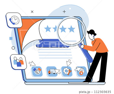 Business services. Vector illustration. The concept of business services encompasses various forms of aid and support Implementing efficient system improves business processes and productivity 112303635