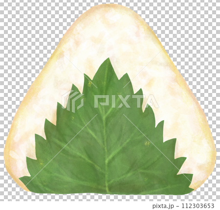 綠紫蘇飯糰插畫 112303653