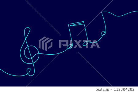 Single continuous line art music library like. Learning listen apps musical symbol note online. Design one stroke sketch outline drawing vector illustration art 112304202