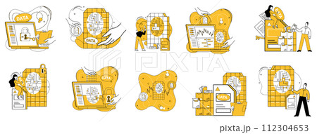 Data storage vector illustration. The data storage metaphor reflects meticulous organization digital archives In vast expanse cyberspace, tech prowess is measured by data storage efficiency Data storage vector illustration. The data storage metaphor reflects meticulous organization digital archives In vast expanse cyberspace, tech prowess is measured by data storage efficiency 112304653