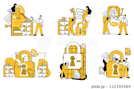 Data security vector illustration. Protecting data is like building walls around sanctuary confidential information Confidence in business dealings thrives in shadow robust data protection 112305084