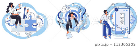 Project management vector illustration. Professional project management demands comprehensive and strategic approach Successful organizations invest in technology to enhance project management 112305205