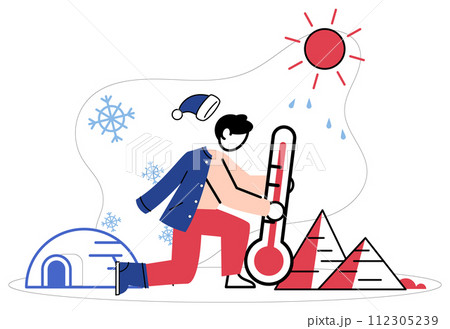 Climate warming vector illustration. The ecological heartbeat weakens as climate warming and pollution grip our planet in vise The symphony atmosphere weeps for environmental conservation 112305239