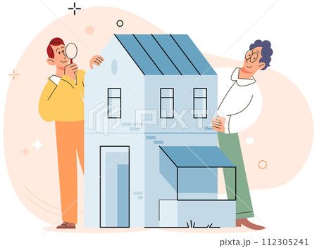 Real estate search. Vector illustration Renting and investing in house provided individuals with flexibility in living arrangements The mortgage loapplication underwent thorough review process 112305241