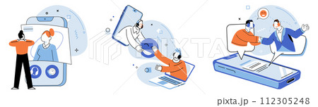 Support service. Vector illustration. The support team is always ready to provide aid and help Technology plays vital role in delivering efficient support services The support service metaphor 112305248