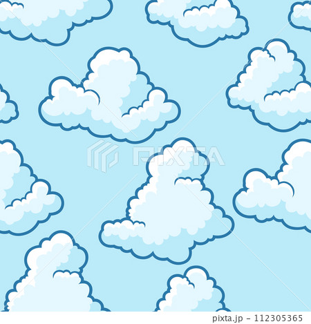 Seamless pattern with clouds. Cartoon cute image of sky. 112305365