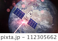 3D VFX rendering of the space-based satellite attacking object with laser weapon 112305662