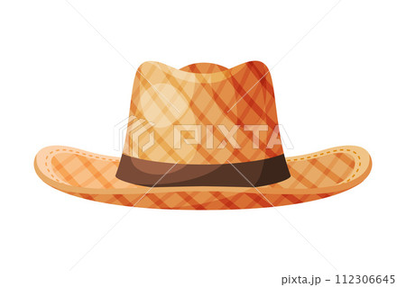Retro Male Hat, Vintage Headdress, Headwear for Gentleman Flat Vector Illustration 112306645