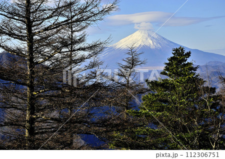 初冬の丹沢 姫次展望台より望む富士山 初冬の丹沢 姫次展望台より望む富士山 112306751