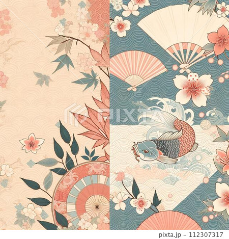 和の息吹、桜と鯉の調和 和の息吹、桜と鯉の調和 112307317