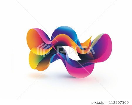 AI-generated content. Abstract colorful shape isolated on white background. .Idea for a logo. Abstract art. Swirling background concept. 112307569