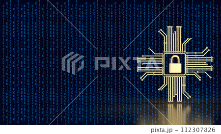The gold logic and lock for it security or technology  concept 3d rendering. 112307826