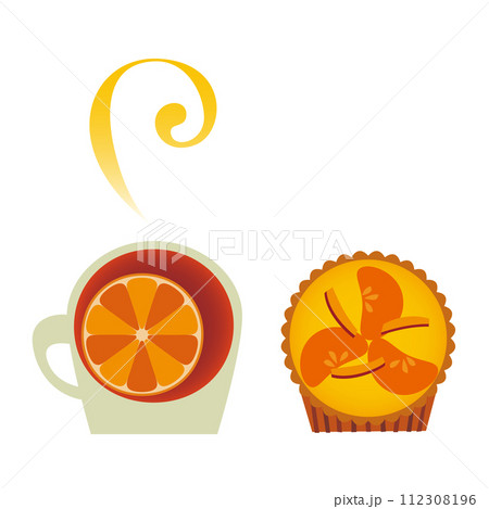 ティータイム_みかんの紅茶とタルト ティータイム_みかんの紅茶とタルト 112308196