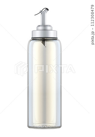 Empty Glass Oil Dispenser Bottle with Stainless Steel Spout, 3D rendering Empty Glass Oil Dispenser Bottle with Stainless Steel Spout, 3D rendering 112308479