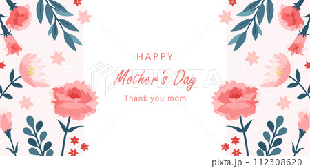 母の日 パターン バナー _ ベクター 背景 ポスター フレーム 1:2 112308620