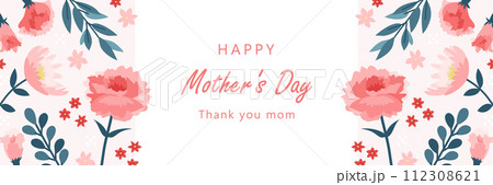 母の日 パターン バナー _ ベクター 背景 ポスター フレーム 1:3 112308621