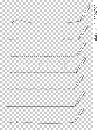 A set of various lines drawn with a fountain pen, black and white line drawings 112308705