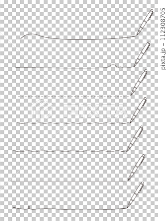 万年筆で書いたいろんな線のセット　白黒線画 112308705