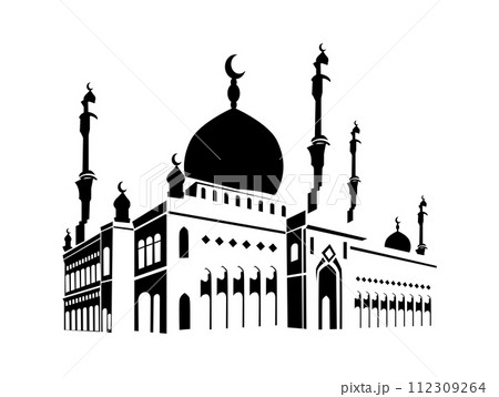 mosque silhouette vector isolate background Ramadan kareem mosque silhouette vector isolate background Ramadan kareem 112309264