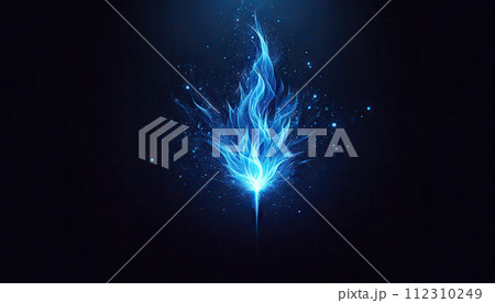 美しい青い炎　黒背景 112310249