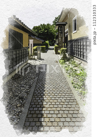 水彩画風 小布施 高井鴻山記念館と栗の小径 長野県小布施町 水彩画風 小布施 高井鴻山記念館と栗の小径 長野県小布施町 112310333
