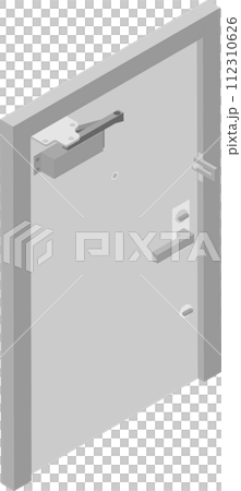 帶有等距閉門器的門的圖像素材 112310626