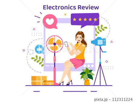 Electronics Review Vector Illustration with Customer Rating Quality of Service or Application and Provide Feedback in Flat Cartoon Background 112311224