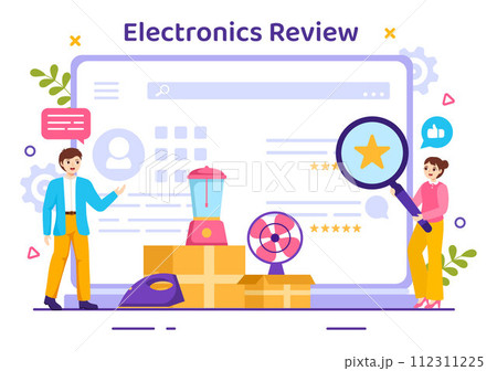Electronics Review Vector Illustration with Customer Rating Quality of Service or Application and Provide Feedback in Flat Cartoon Background 112311225