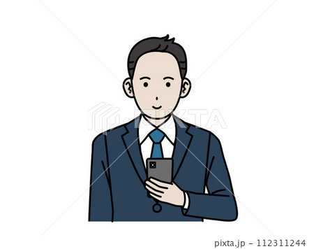スマートフォンを持つ会社員の男性、ビジネスマン 112311244
