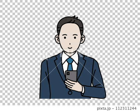 スマートフォンを持つ会社員の男性、ビジネスマン 112311244