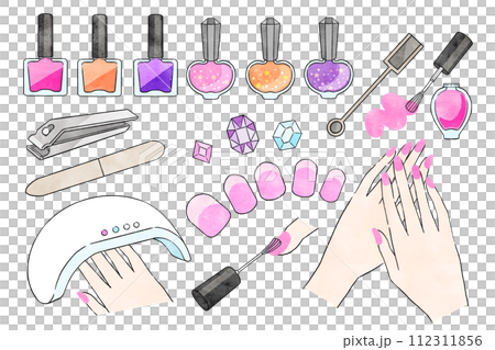粉紅色指甲專案的插圖集 粉紅色指甲專案的插圖集 112311856