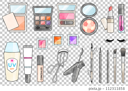 Illustration set of makeup items 112311858