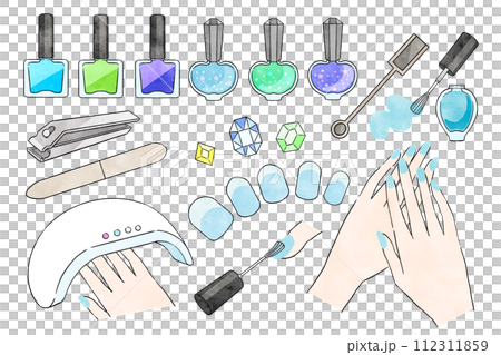 藍色指甲專案的插圖集 藍色指甲專案的插圖集 112311859