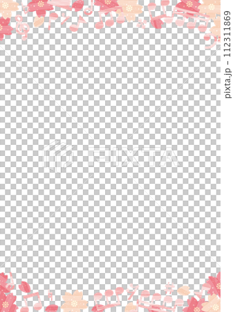 Watercolor musical notes and cherry blossom frame_pink_vertical 112311869