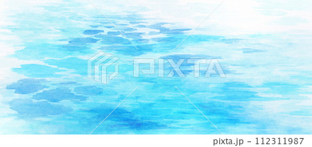 爽やかな水色と青色の海の水彩背景　背景イラスト 112311987