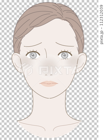 肌トラブル　くすみ　女性　イラスト 112312039