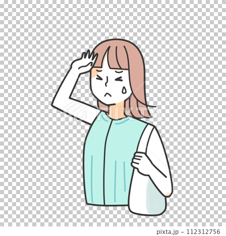 日差しがきつくて手をかざす女性 日差しがきつくて手をかざす女性 112312756