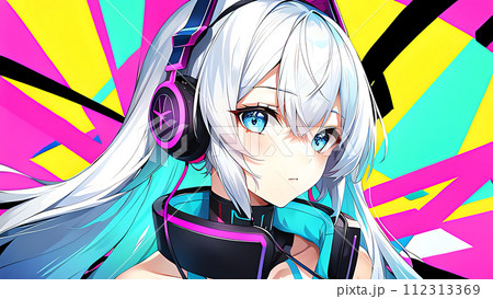 ヘッドフォンをした女の子/音楽を聴く女の子/オーデイション 112313369