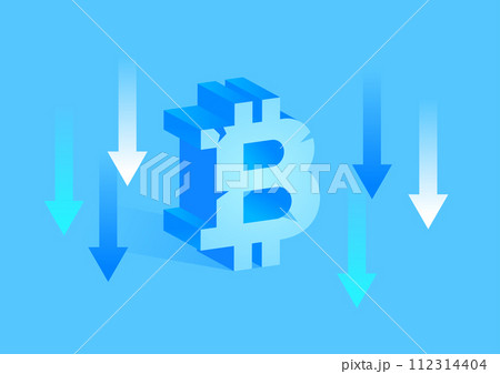 ビットコインの価値が下がるイメージ ビットコインの価値が下がるイメージ 112314404