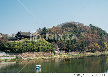 Yeongnamnu traditional pavilion and Miryang River in Miryang, Korea Yeongnamnu traditional pavilion and Miryang River in Miryang, Korea 112315341