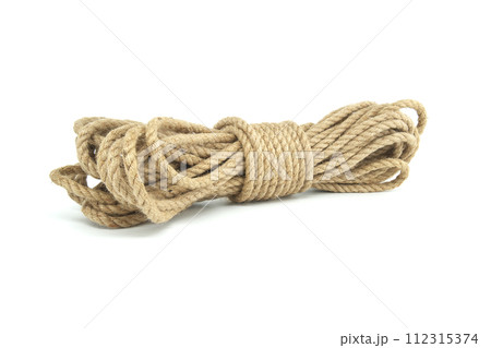 Natural fiber rope isolated on white background 112315374
